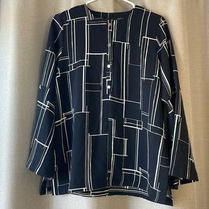 Alfani Black and White Tunic Blouse